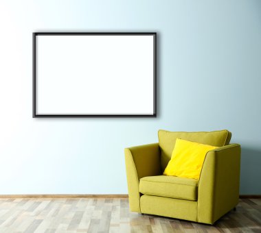 Yeşil koltuk ve boş resim