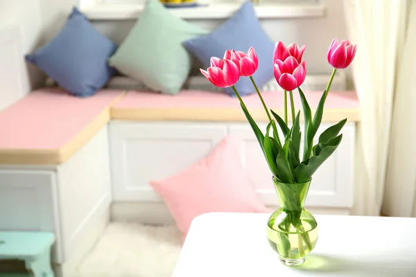 Fresh Tulips in vase — Stock Photo, Image