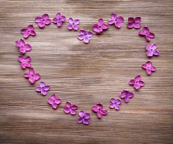 Heart made with lilac flowers — Stock Photo, Image