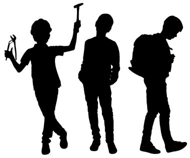 Siyah bir çocuk silüeti