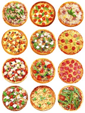 Set of different pizzas clipart