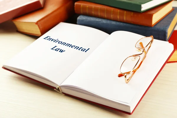 Libro aperto con diritto ambientale — Foto Stock