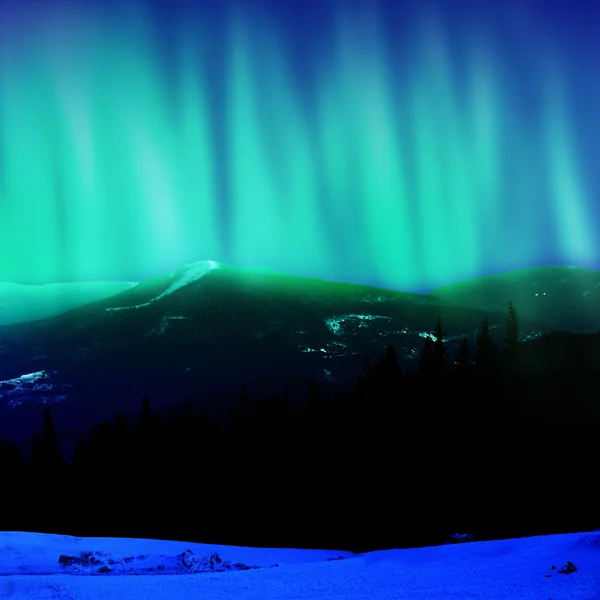 Paesaggio con luci del nord — Foto Stock