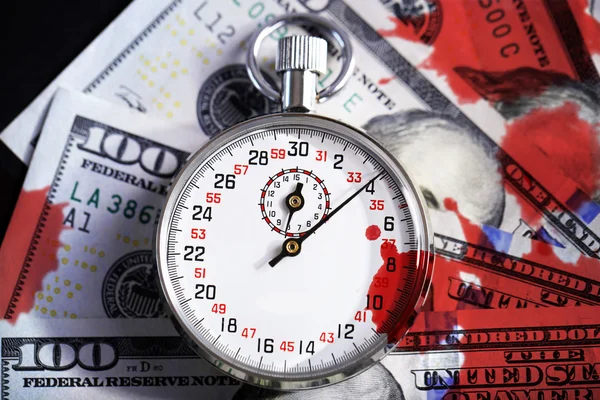 Stopwatch and dollar banknotes — Stock Photo, Image