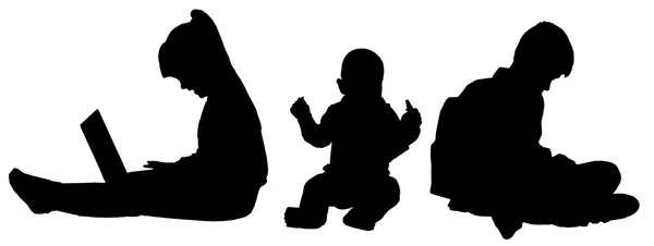 Zwarte silhouet van een kinderen — Stockfoto