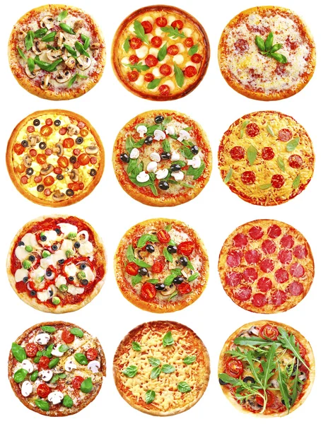 Set van verschillende pizza 's — Stockfoto