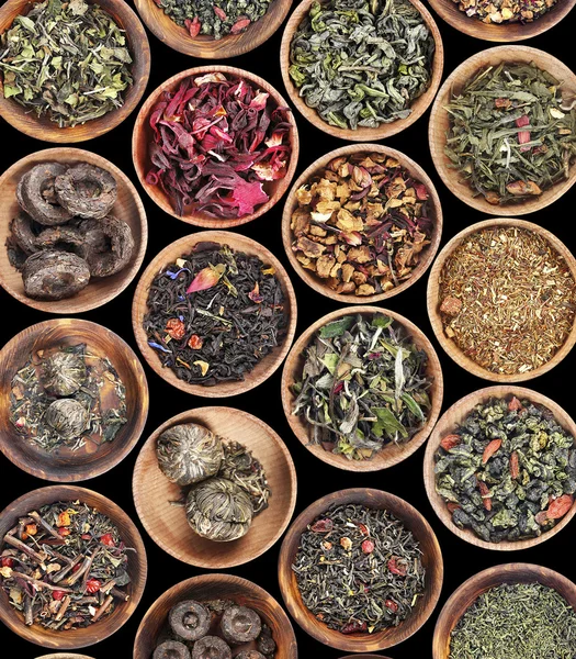 Set of different tea in saucer — Stock Photo, Image