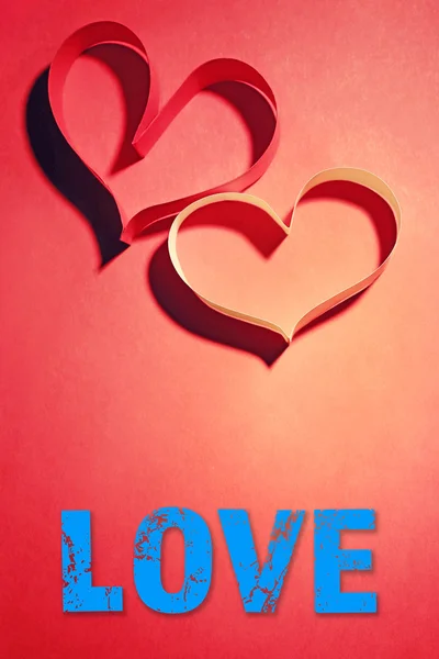 Sevgililer günü kalp Şerit'inde yapılan — Stok fotoğraf
