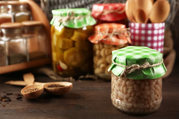 Jars with pickled vegetables — Stock Photo, Image