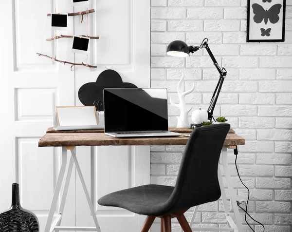Modern monochrome style workplace — Stock Photo, Image