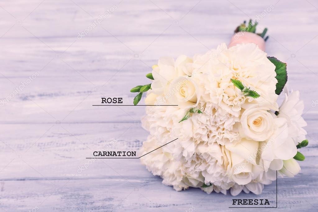 bruiloft boeket met bloemen namen — stockfoto © belchonock #113523844