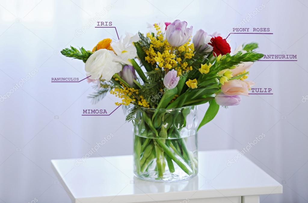 boeket met bloemen namen — stockfoto © belchonock #113524070