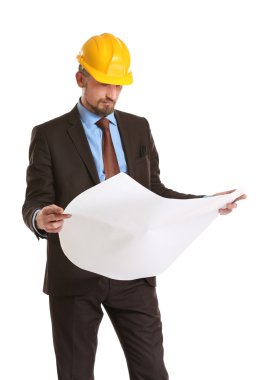 Beyaz izole erkek inşaat mühendisi