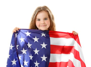 Küçük kız ve Amerikan bayrağı