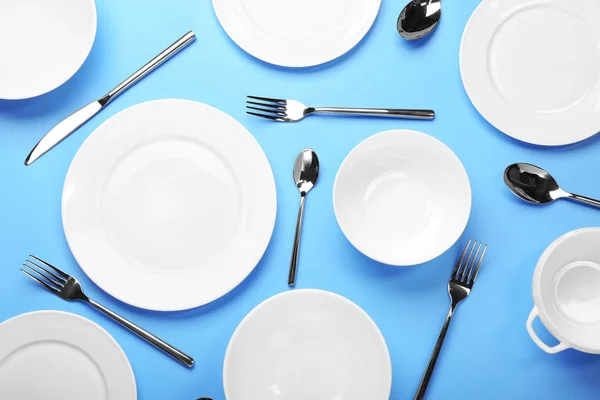 Set of white dishes — Stock Photo, Image