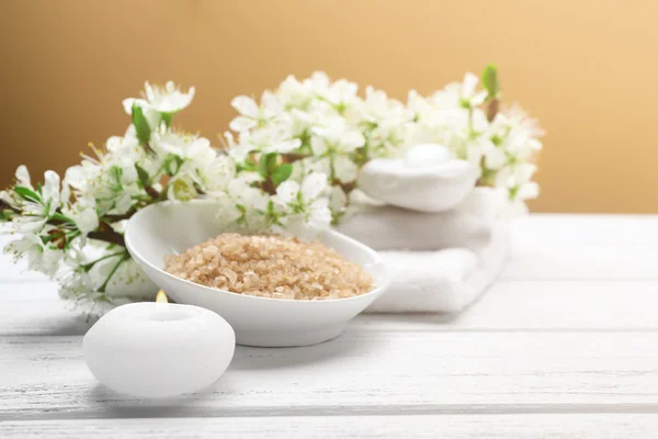 Spa treatment with blooming branch — Stock Photo, Image