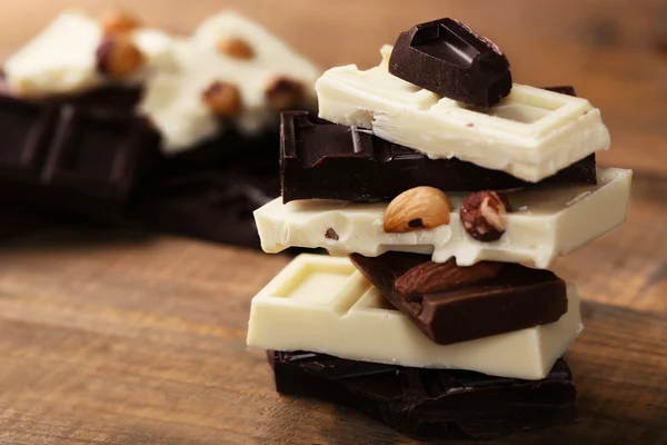 Mix of chocolate with nuts — Stock Photo, Image