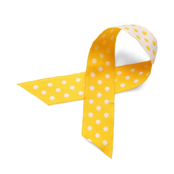 Yellow ribbon on white — Stock Photo, Image