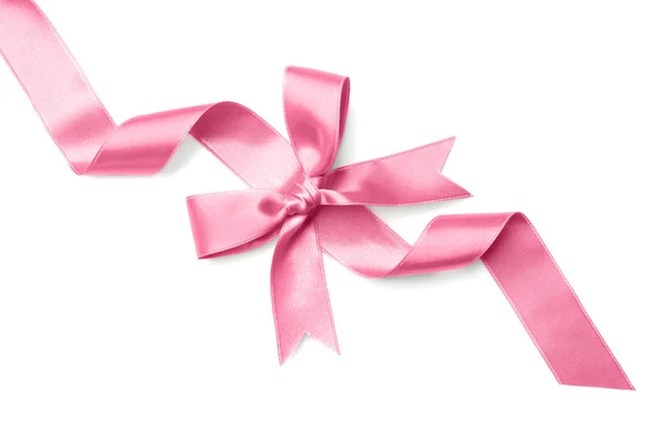 Pink ribbon with bow — Stock Photo, Image