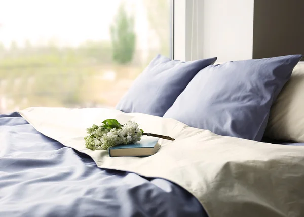 blue bed linens