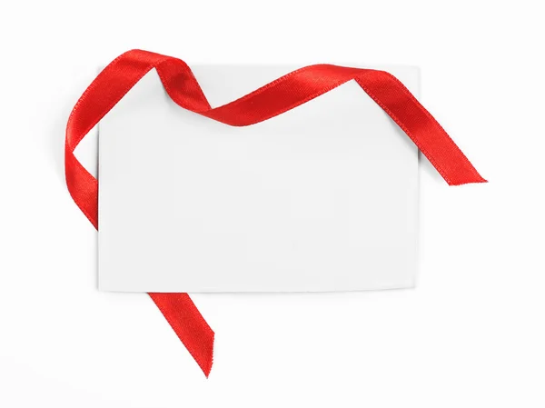 Cartão de nota com fita vermelha — Fotografia de Stock