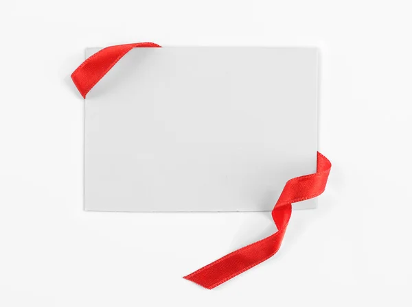 Note card with red ribbon — Stock Photo, Image