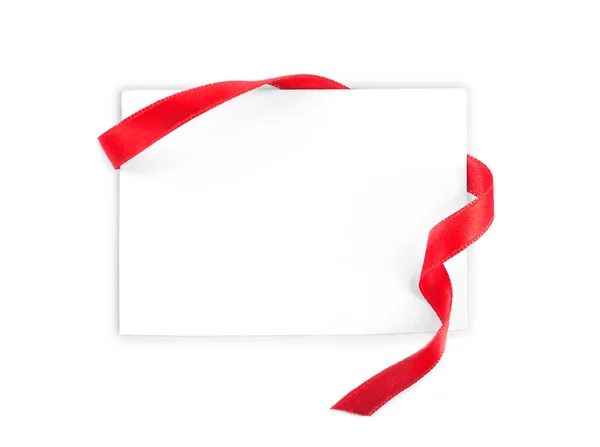 Note card with red ribbon — Stock Photo, Image