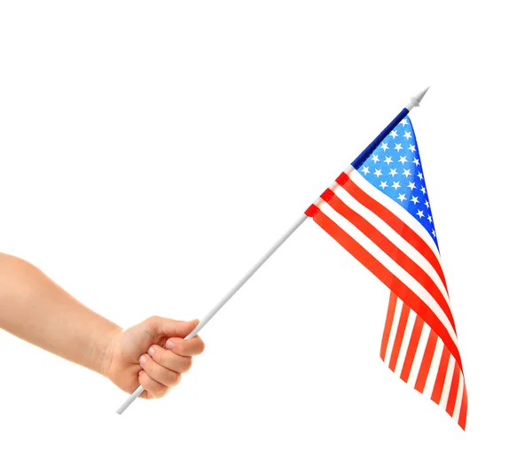 손을 잡고 미국 국기를 들고 — 스톡 사진