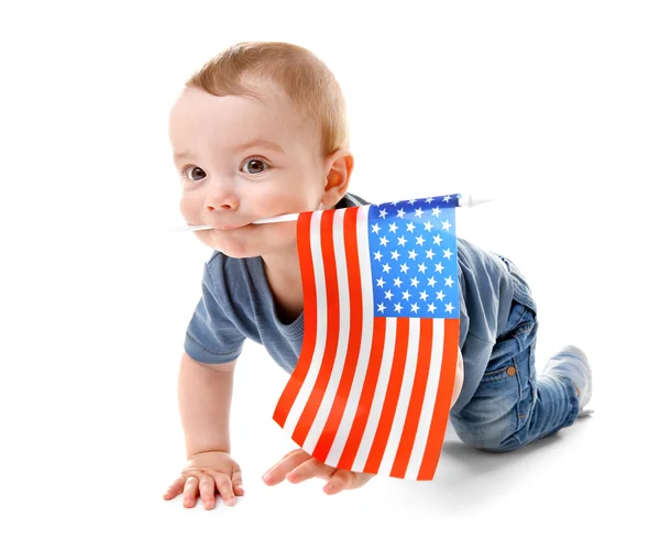 Bébé garçon et drapeau américain — Photo