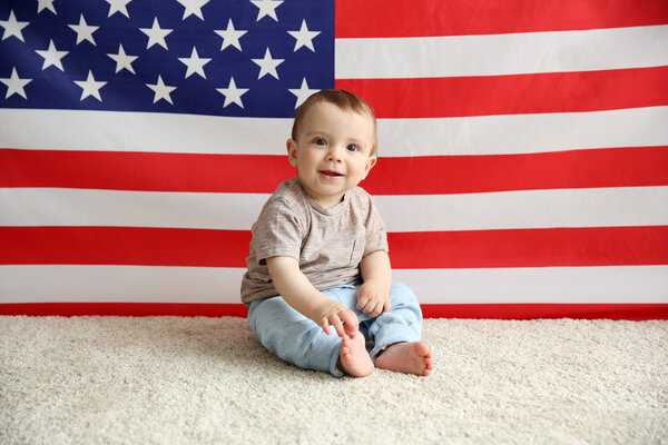 Baby boy and American flag