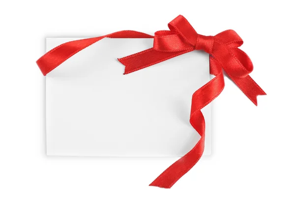 Note card with ribbon bow — Stock Photo, Image