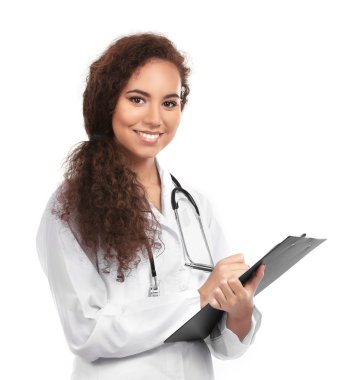 güzel Afrikalı-Amerikalı kadın doktor 