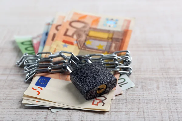 Euro banknotes with lock — Stock Photo, Image