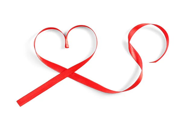 Rode hartvormige lint — Stockfoto