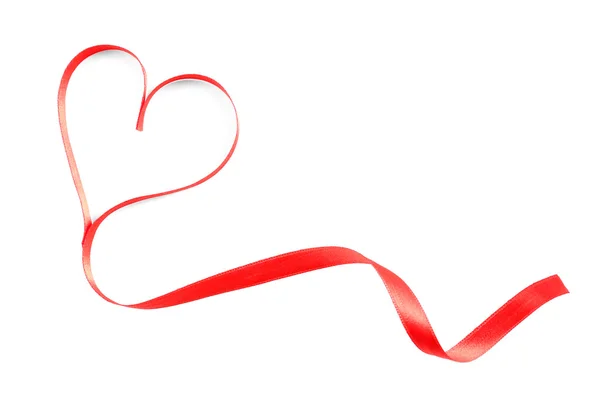 Red heart shaped ribbon — Stock Photo, Image