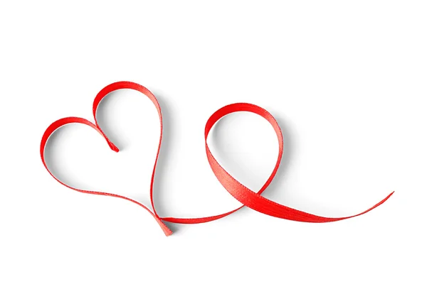 Red heart shaped ribbon — Stock Photo, Image