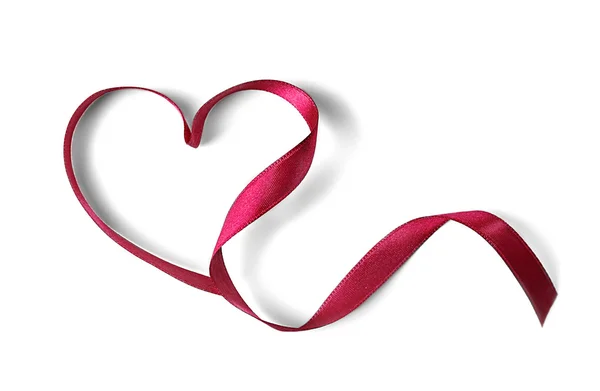 Red heart shaped ribbon — Stock Photo, Image