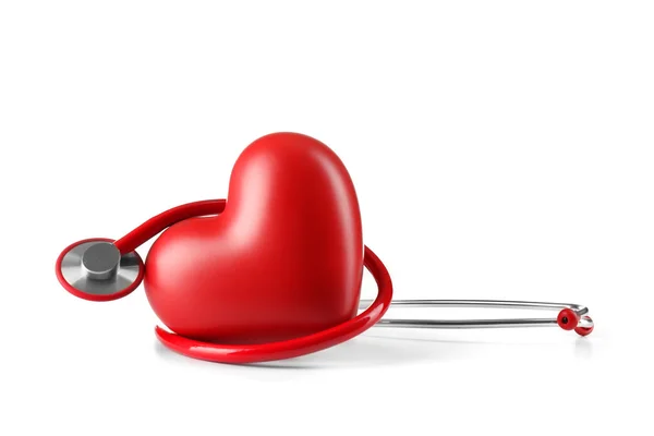 Red stethoscope and heart — Stock Photo, Image