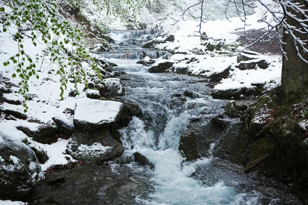 Wasserfall in den Bergen im Winter — Stockfoto