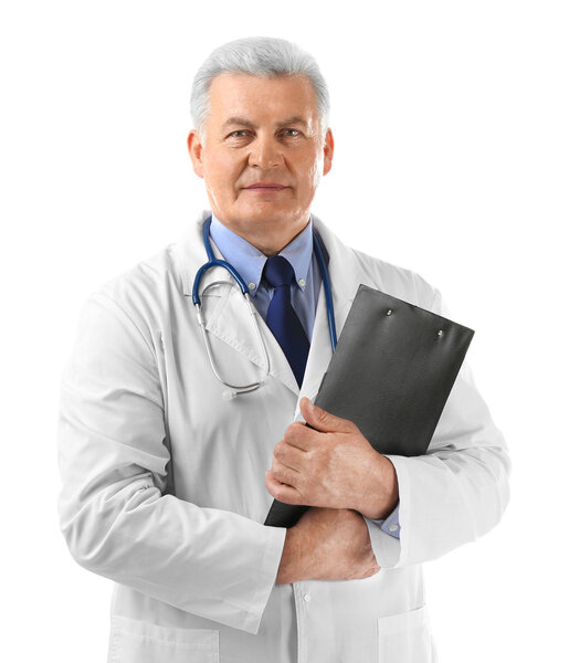 Professional doctor with clipboard