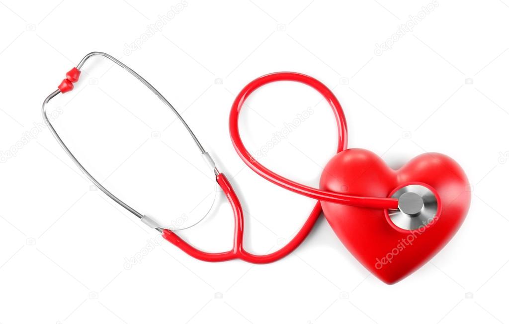 Red stethoscope and heart — Stock Photo © belchonock 113560476