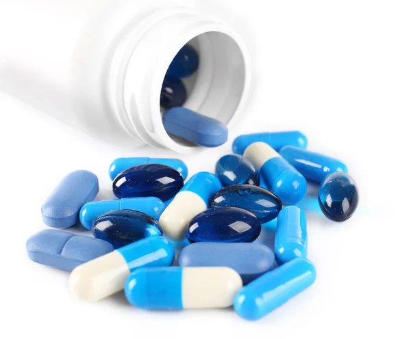 Ярко-голубые таблетки — стоковое фото