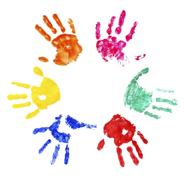 Collection of colorful hand prints — Stock Photo, Image