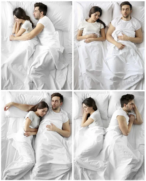 Pareja durmiendo juntos en la cama . — Foto de Stock