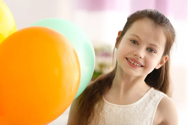 Girl with color balloons — Stock Photo, Image