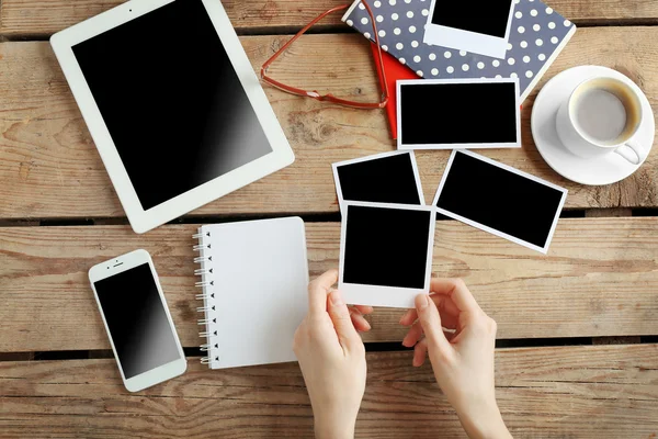 Female hands holding photo — Stock Photo, Image