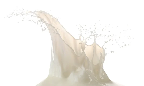 Splash mleko na białym tle — Zdjęcie stockowe