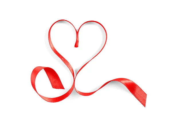 Red heart shaped ribbon — Stock Photo, Image