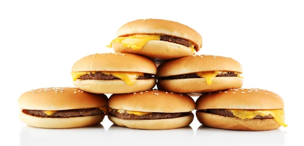 Pile of Tasty cheeseburgers — Stock Photo, Image