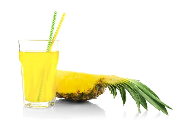 Pineapple and glass of juice — Stock Photo, Image